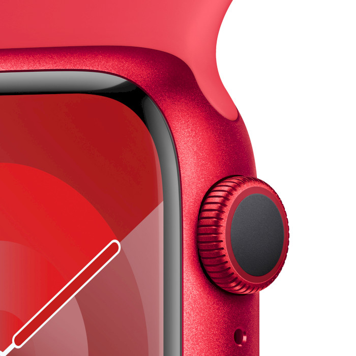 Смарт-годинник APPLE Watch Series 9 GPS 41mm (PRODUCT)RED Aluminum Case with (PRODUCT)RED Sport Band S/M (MRXG3QP/A)