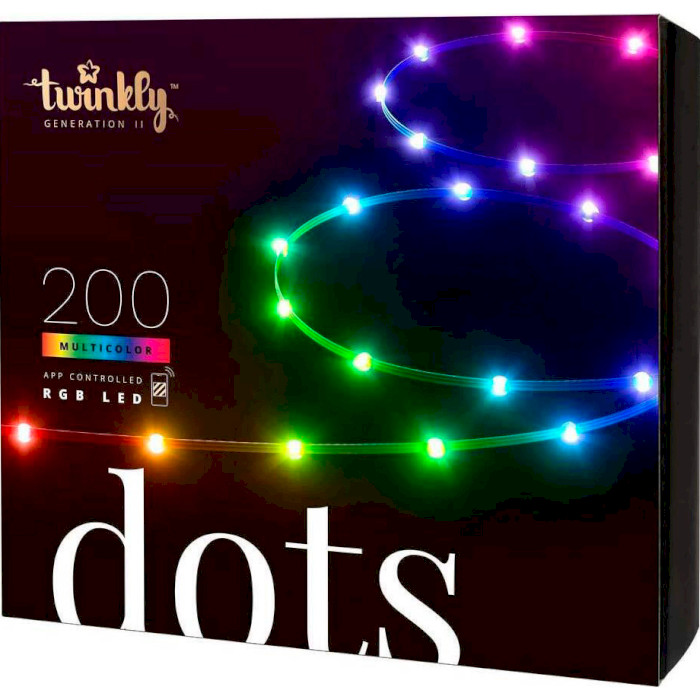 Smart LED гірлянда TWINKLY Dots RGB 200 Gen II Multicolor Edition IP44 Transparent Cable (TWD200STP-BEU)