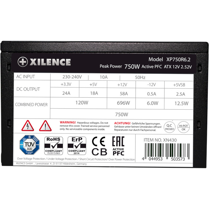 Блок питания 750W XILENCE Performance C+ XP750R6.2 Bulk (XN431)