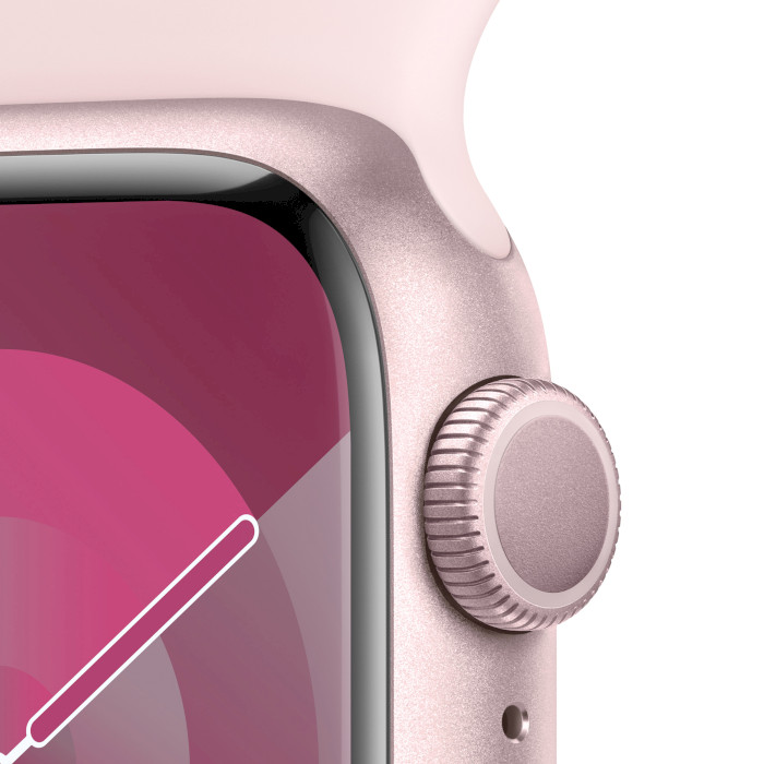 Смарт-часы APPLE Watch Series 9 GPS 41mm Pink Aluminum Case with Light Pink Sport Band S/M (MR933QP/A)