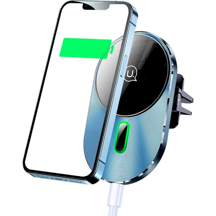 Автотримач для смартфона з бездротовою зарядкою USAMS US-CD170 Magnetic Car Wireless Charging Phone Holder Gray (CD170DZ01)