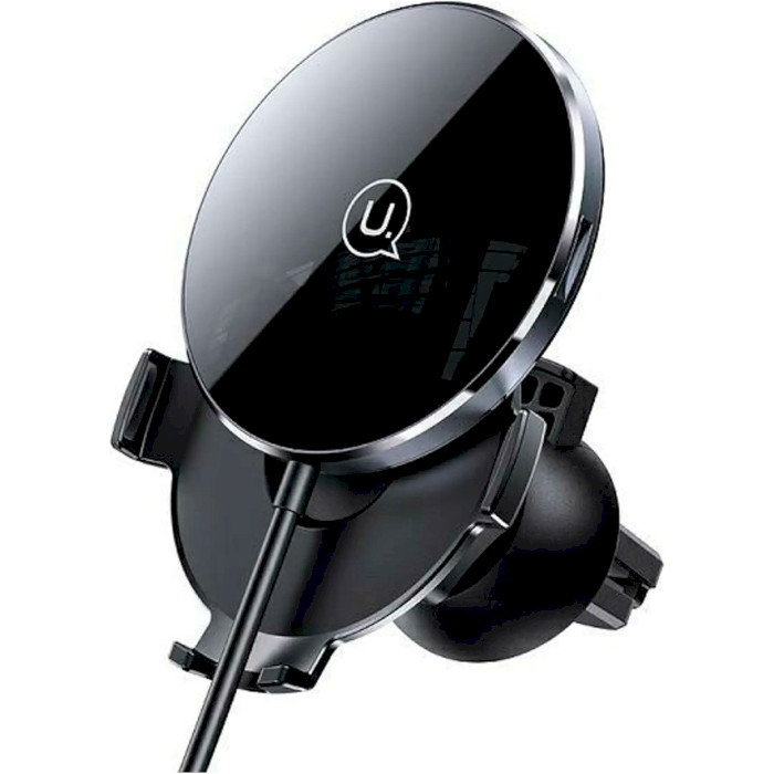 Автотримач з бездротовою зарядкою USAMS US-CD164 Magnetic Air Vent Car Holder with 15W Wireless Charger Transparent (CD164DZ02)