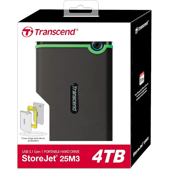 Портативний жорсткий диск TRANSCEND StoreJet 25M3C 4TB USB3.1 Iron Gray (TS4TSJ25M3C)