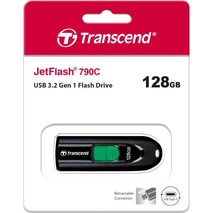 Флешка TRANSCEND JetFlash 790C 128GB USB-C3.2 (TS128GJF790C)