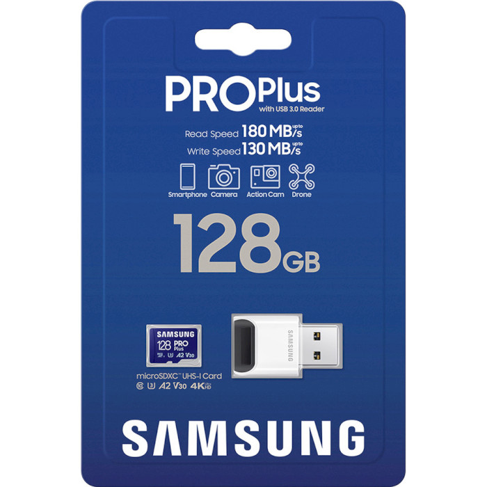 Карта памяти SAMSUNG microSDXC Pro Plus 128GB UHS-I U3 V30 A2 Class 10 (MB-MD128SB/WW)