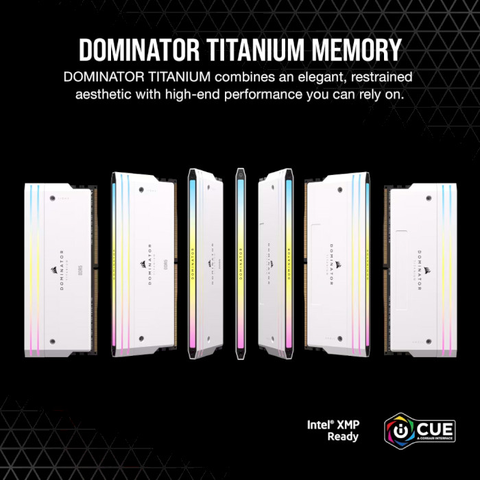 Модуль пам'яті CORSAIR Dominator Titanium RGB White DDR5 6000MHz 32GB Kit 2x16GB (CMP32GX5M2B6000C30W)