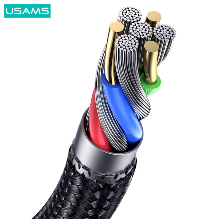 Кабель USAMS US-SJ537 U76 Type-C to Type-C 100W PD Fast Charging & Data Cable 1.2м Black (SJ537USB01)