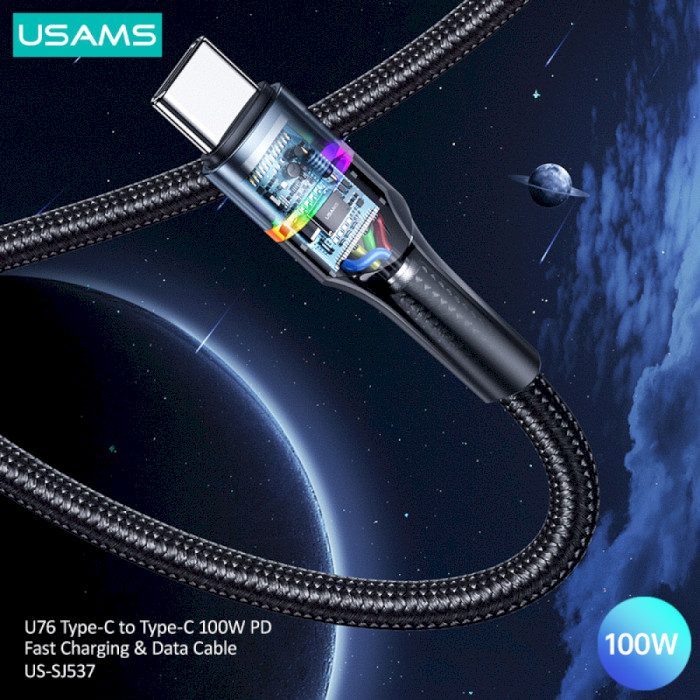 Кабель USAMS US-SJ537 U76 Type-C to Type-C 100W PD Fast Charging & Data Cable 1.2м Black (SJ537USB01)