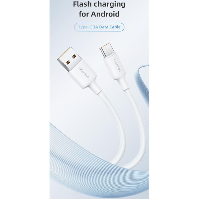 Кабель USAMS US-SJ601 U84 Type-C 3A Charging & Data Cable 1м White (SJ601USB01)