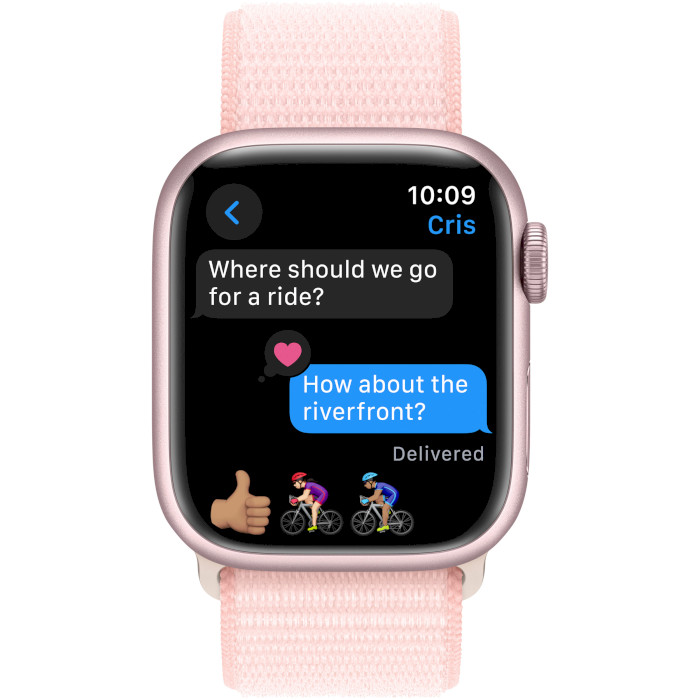 Смарт-часы APPLE Watch Series 9 GPS 41mm Pink Aluminum Case with Light Pink Sport Loop (MR953QP/A)