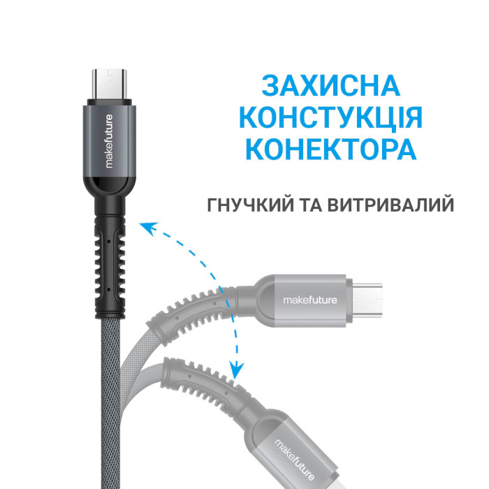 Кабель MAKE USB-A to Micro-USB 1м Denim Gray (MCB-MD3GR)