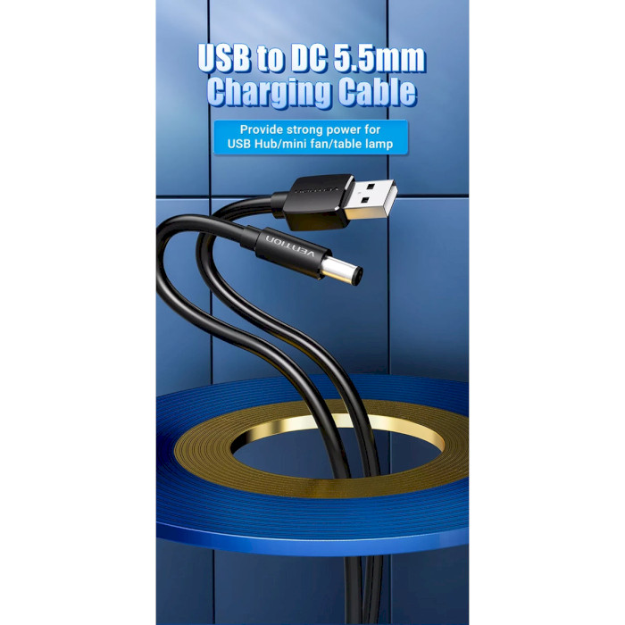 Кабель живлення USB to DC VENTION 5.5x2.5mm 0.5м (CEYBD)