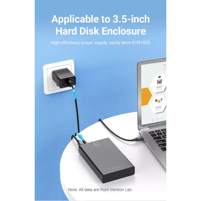 Кабель живлення USB to DC VENTION 5.5x2.5mm 0.5м Black (CEYBD)