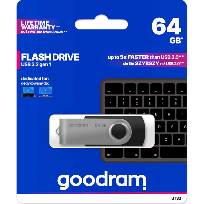 Флешка GOODRAM UTS3 64GB USB3.2 Black (UTS3-0640K0R11)
