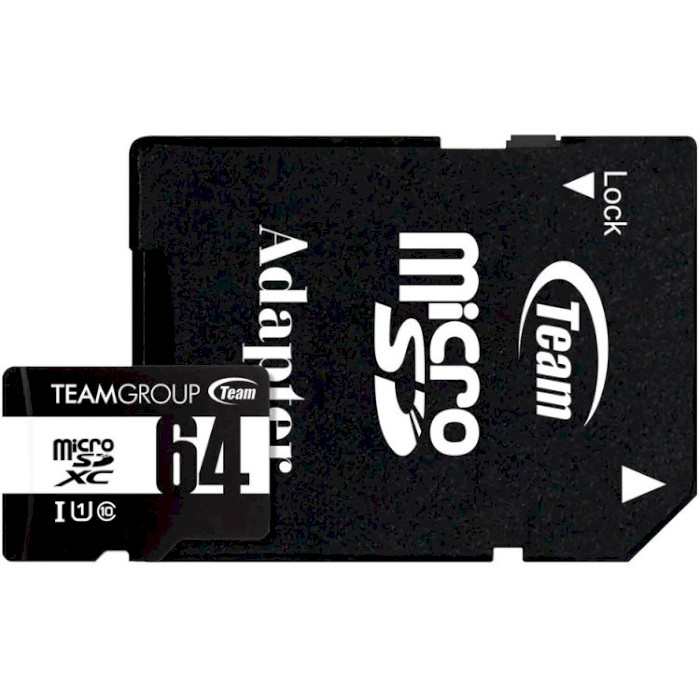 Карта памяти TEAM microSDXC 64GB UHS-I Class 10 + SD-adapter (TUSDX64GCL10U03)