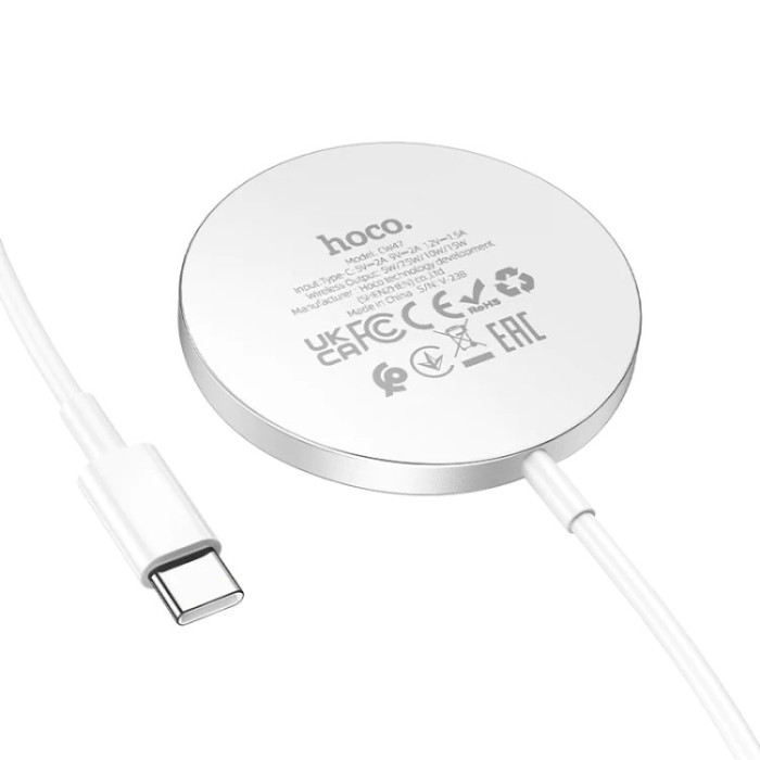 Бездротовий зарядний пристрій HOCO CW47 Original Series 15W Magsafe Magnetic Wireless Fast White