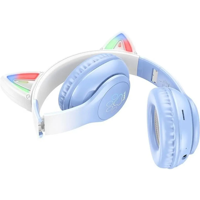 Наушники HOCO W42 Cat Ears Crystal Blue