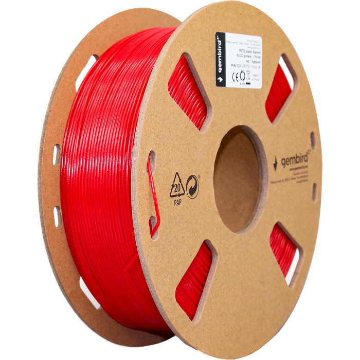 Пластик (філамент) для 3D принтера GEMBIRD PETG 1.75mm, 1кг, Red (3DP-PETG1.75-01-R)