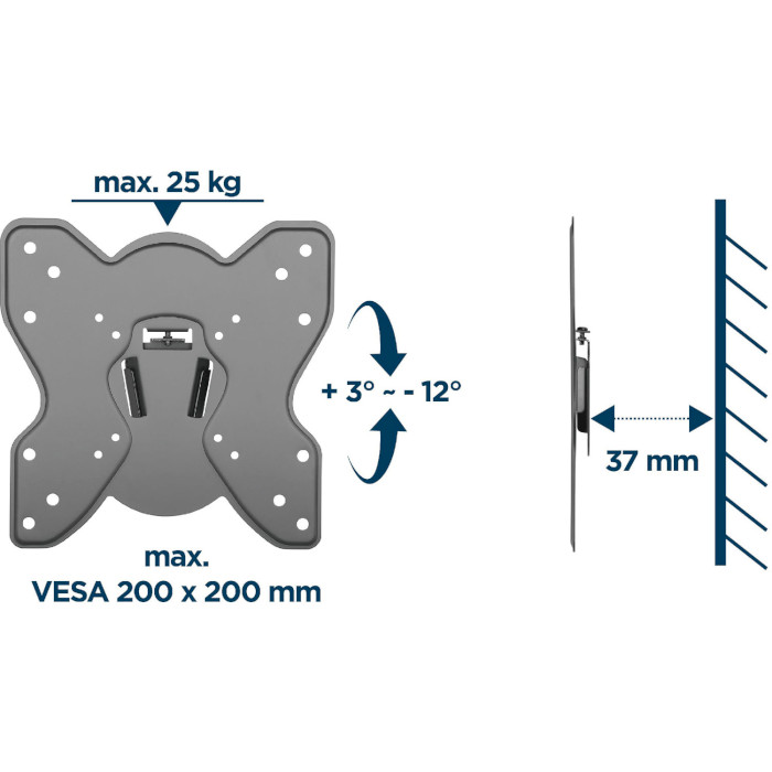 Крепление настенное для ТВ GEMBIRD WM-42T-03 23"-42" Black