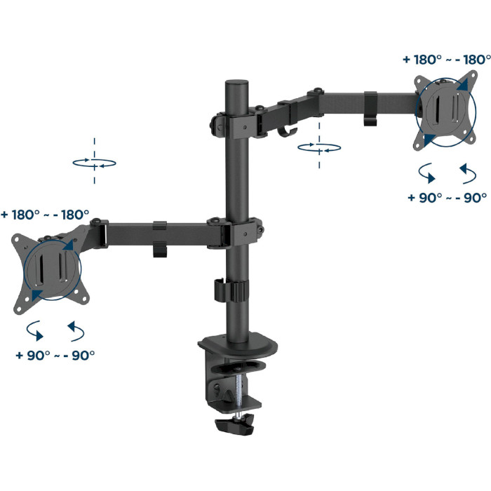 Крепление настольное для 2-х мониторов GEMBIRD MA-D2-03 17"-32" Black