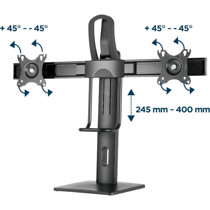 Підставка для 2-х моніторів GEMBIRD MS-D2-01 17"-27" Black