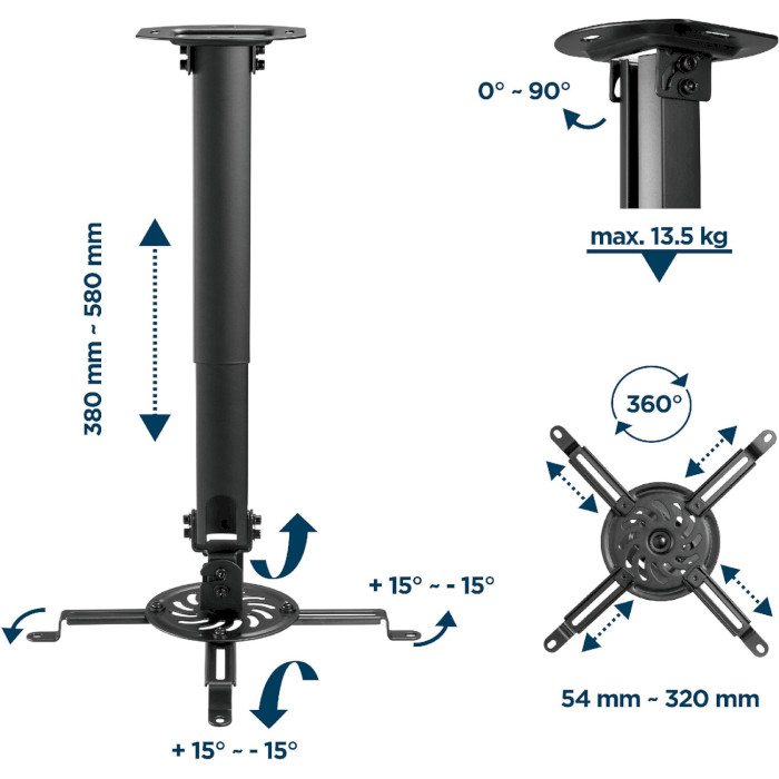 Кріплення для проєктора GEMBIRD CM-B-01 Black