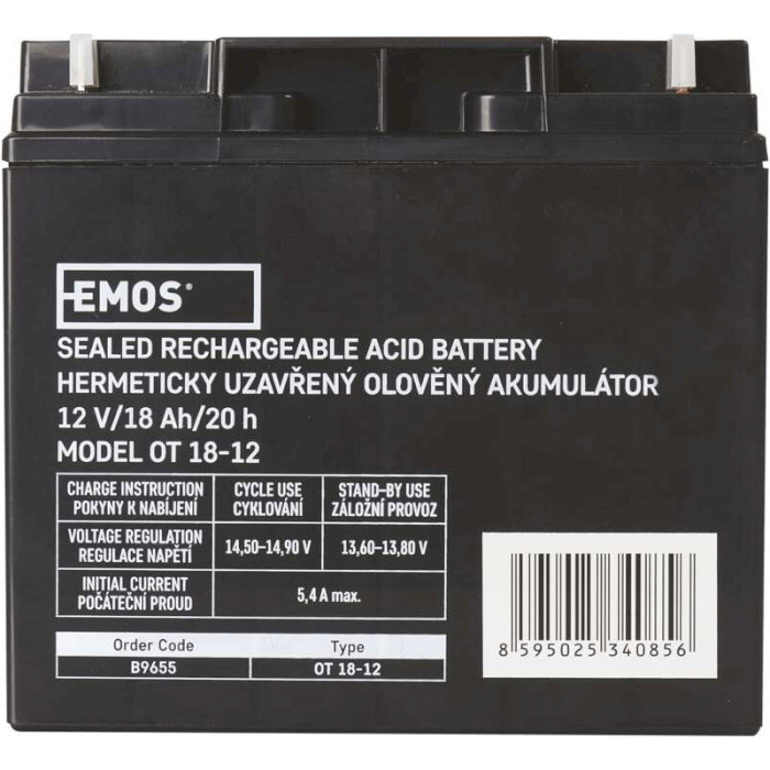 Акумуляторна батарея EMOS B9655 (12В, 18Агод)