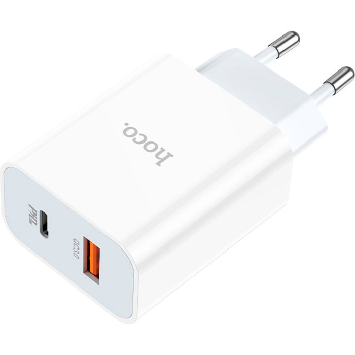 Зарядний пристрій HOCO C97A 1xUSB-A, 1xUSB-C, PD20W, QC3.0 White (6931474766076)