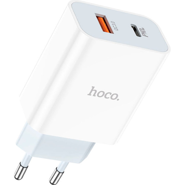 Зарядний пристрій HOCO C97A 1xUSB-A, 1xUSB-C, PD20W, QC3.0 White (6931474766076)