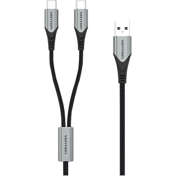 Кабель VENTION 2-in-1 USB-A to Dual USB-C Y-Splitter Cable 1м Gray (CQOHF)