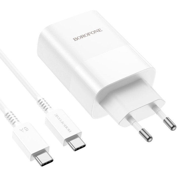 Зарядний пристрій BOROFONE BN10 Sunlight 1xUSB-C, 1xUSB-A, PD65W, QC3.0 22.5W White w/Type-C to Type-C cable