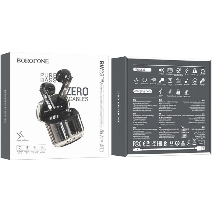Навушники BOROFONE BW23 Crystal Bean Transparent Edition Jazz Black
