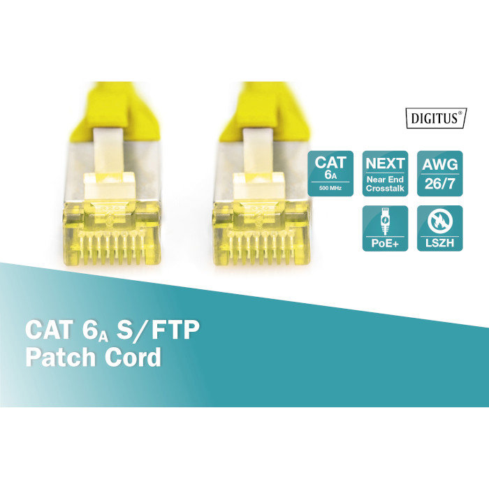 Патч-корд DIGITUS S/FTP Cat.6a 1м Yellow (DK-1644-A-010/Y)