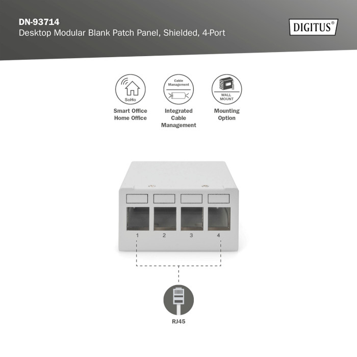 Патч-панель DIGITUS Desktop Modular Patch Panel 10" 4-port STP в сборе (DN-93714)