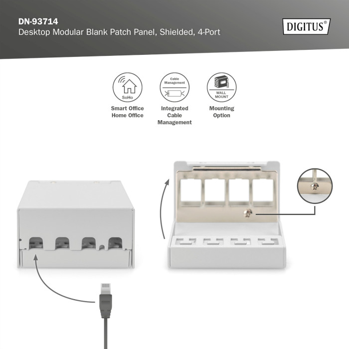 Патч-панель DIGITUS Desktop Modular Patch Panel 10" 4-port STP у зборі (DN-93714)