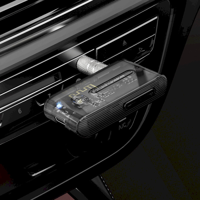 Bluetooth аудіо адаптер BOROFONE BC46 Gratified Transparent Discovery Edition Car AUX BT Receiver Black