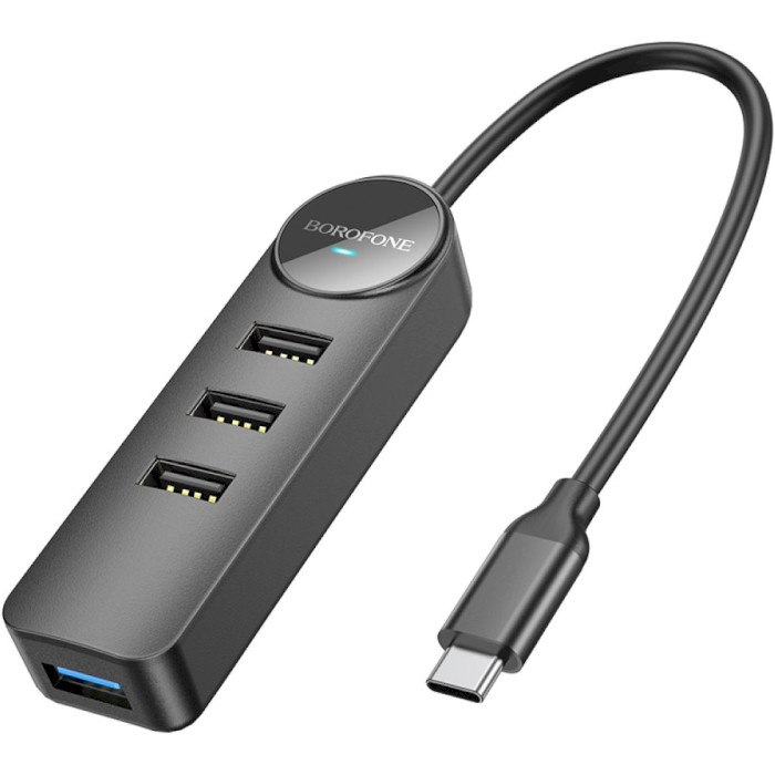 USB-хаб BOROFONE DH5 Erudite USB-C to 1xUSB3.0, 3xUSB2.0 (0.2m)
