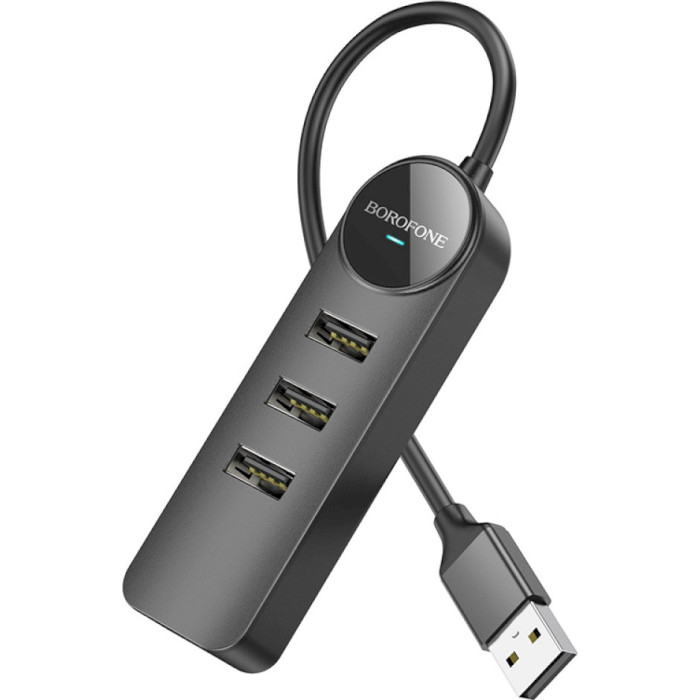 Мережевий адаптер з USB-хабом BOROFONE DH6 Erudite USB-A to 3xUSB2.0, 1xLAN (0.2m)