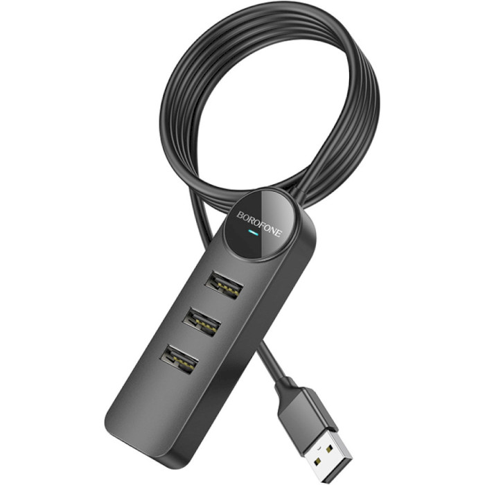 Мережевий адаптер з USB-хабом BOROFONE DH6 Erudite USB-A to 3xUSB2.0, 1xLAN (1.2m)