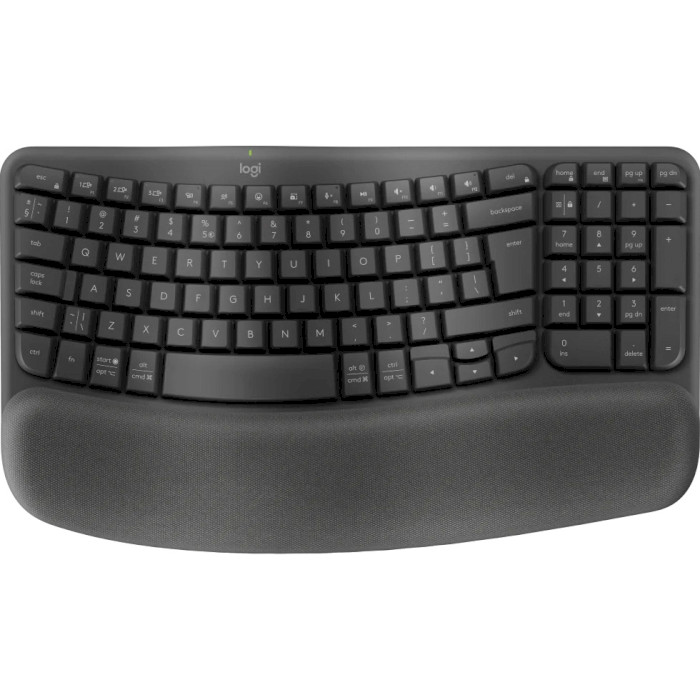 Клавиатура беспроводная LOGITECH Wave Keys Ergonomic Keyboard Graphite (920-012304)