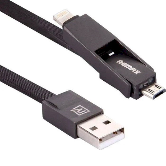 Кабель REMAX Strive USB-A to Lightning/Micro-USB 1м Black (RC-042T)