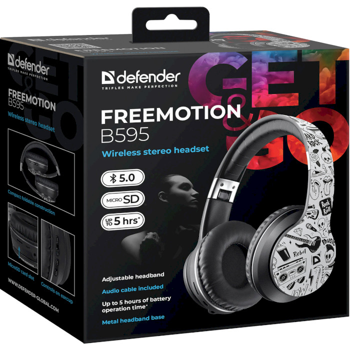 Навушники DEFENDER FreeMotion B595 Print (63596)