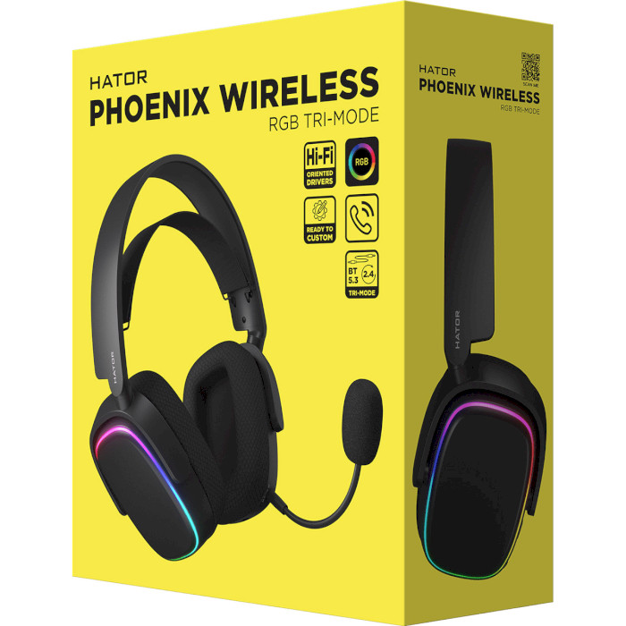 Навушники геймерскі HATOR Phoenix Wireless Tri-mode Black (HTA-870)