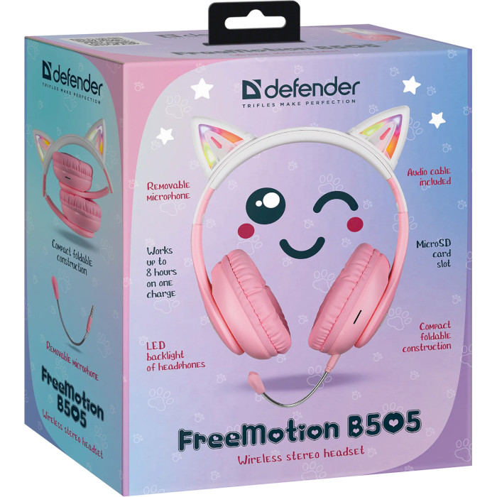 Навушники геймерскі DEFENDER FreeMotion B505 Pink (63505)