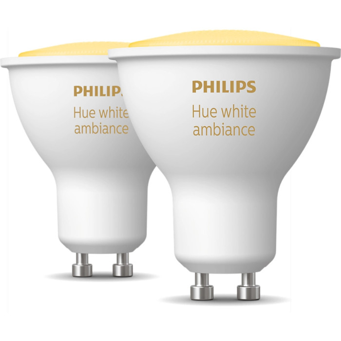 Комплект розумних ламп PHILIPS HUE White Ambience GU10 5W 2200-6500K 2шт (929001953310)