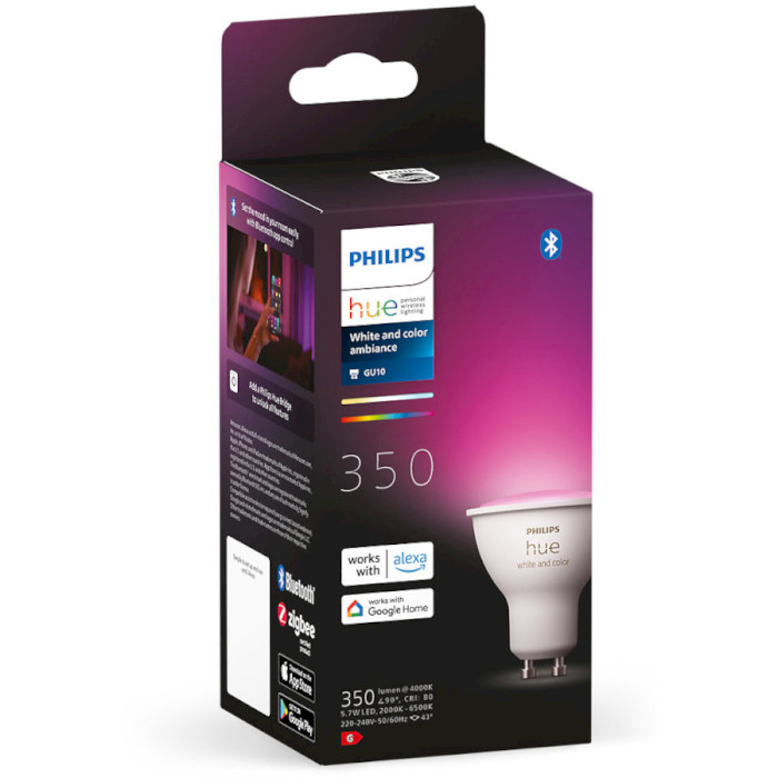 Умная лампа PHILIPS HUE White and Color Ambiance GU10 5.7W 2000-6500K (929001953111)