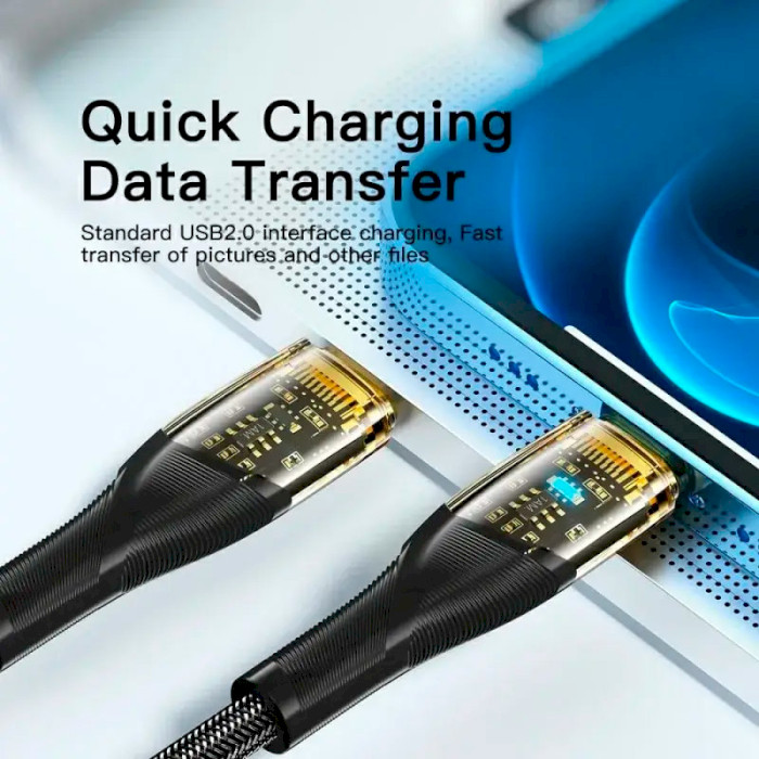 Кабель ESSAGER Interstellar Transparent Design Charging Cable Type-C to Lightning 29W 2м Black (EXCTL-XJA01-P)