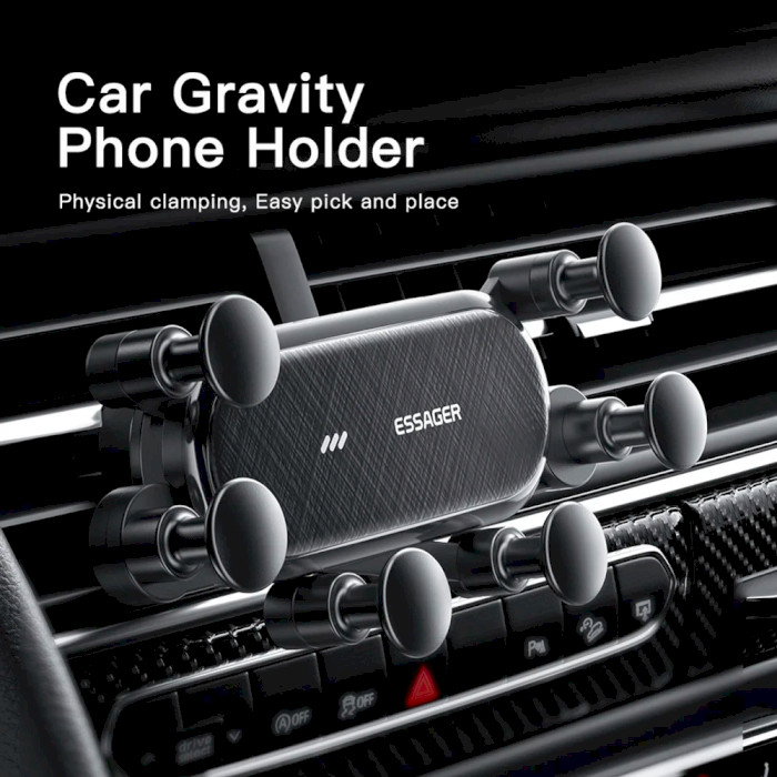 Автодержатель для смартфона ESSAGER Vios Gravity Car Mount Phone Holder Black