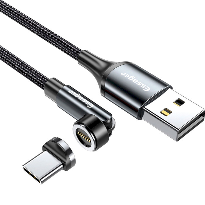 Кабель ESSAGER Universal 540° Rotate Magnetic Charging Cable 3A USB-A to Type-C 2м Gray (EXCCXT-WXA0G)