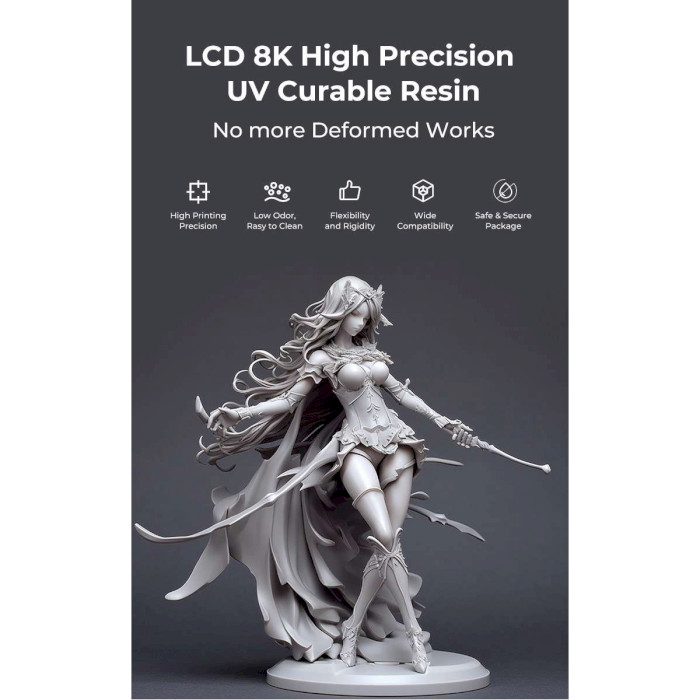 Фотополимерная резина для 3D принтера CREALITY High Precision, 1кг, Gray (3302190003)